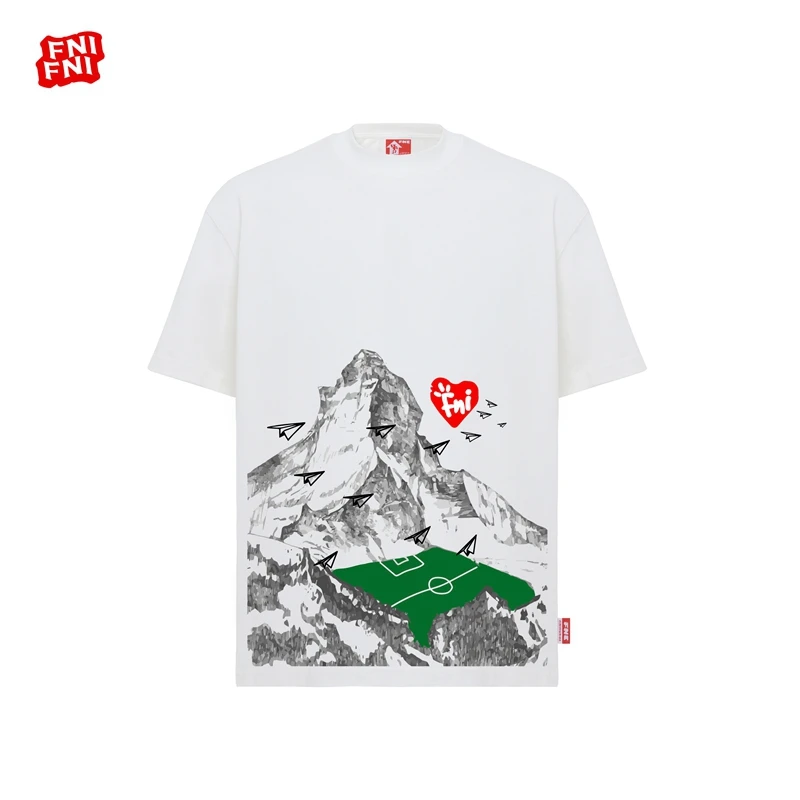 FNI红标系列（山坑足球场）重磅纯棉男女同款t恤美式25新款短袖直喷