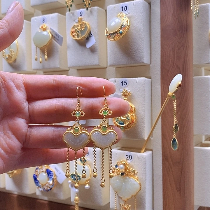 和田玉颈饰银S925镶嵌