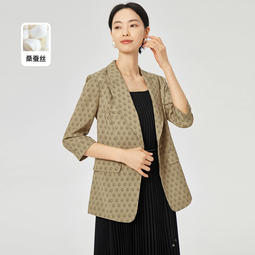 【安雅专属】格纹高级感气质一粒扣七分袖西装女外套LA01591D1