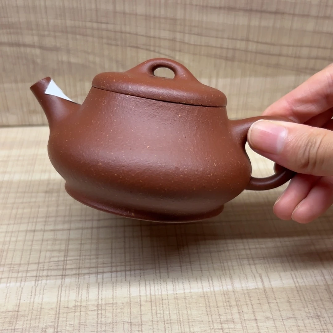 茶壶紫砂红将破石瓢全手工160