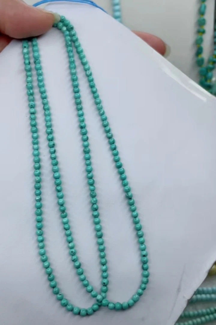 天然原矿绿松石米链卡3+