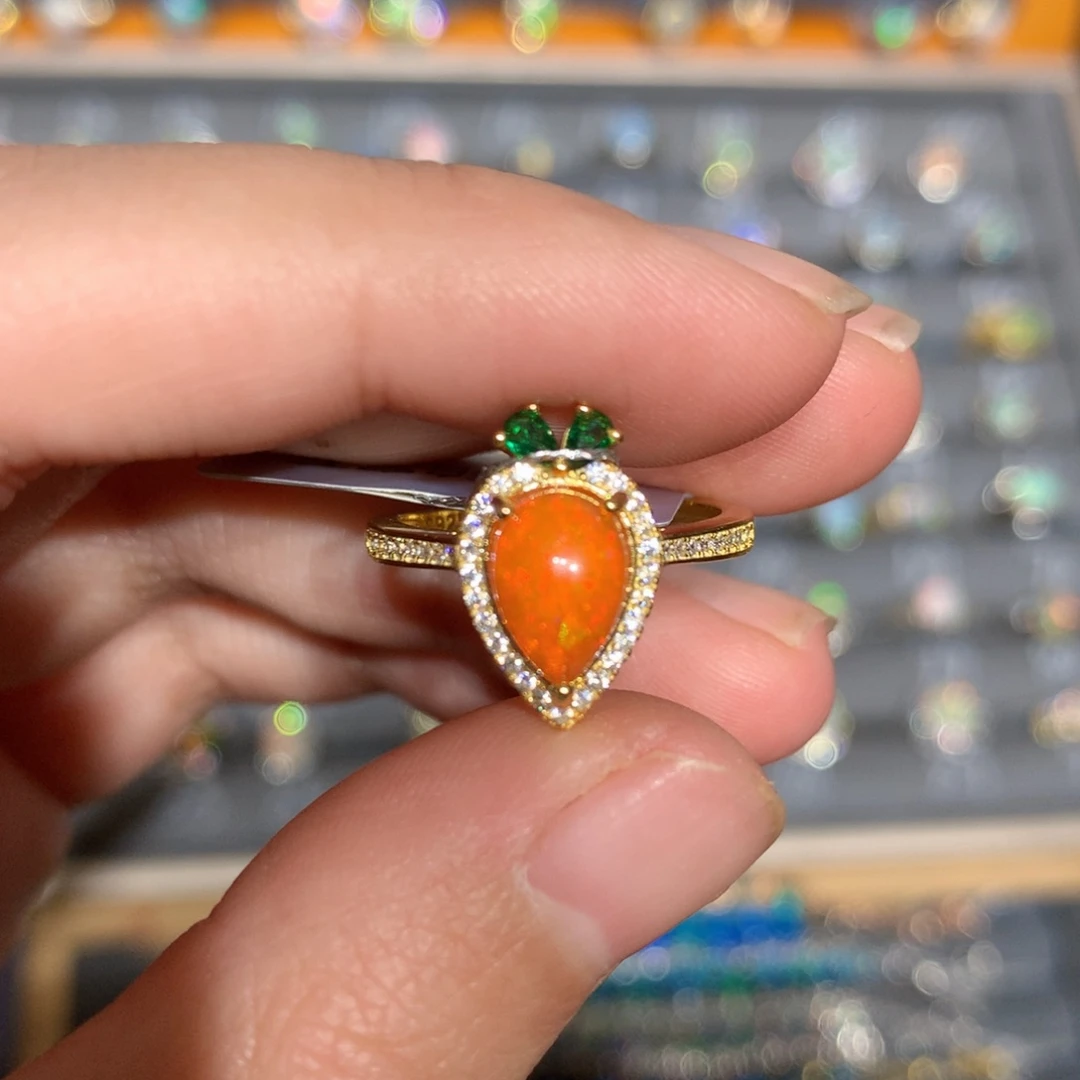 银S925镶嵌欧泊欧泊戒指y