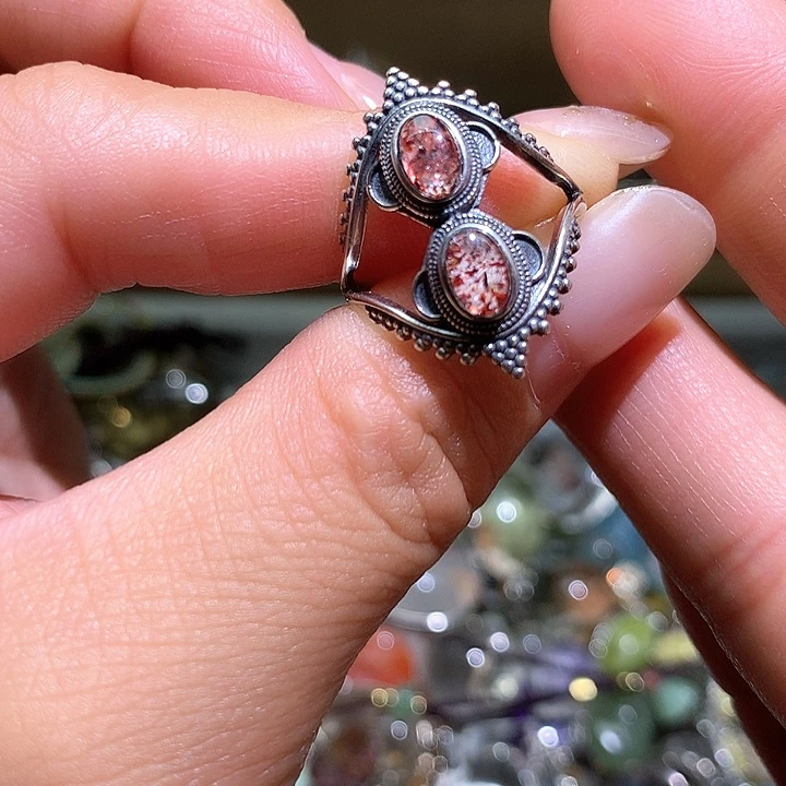 烟晶戒指银S925镶嵌水晶