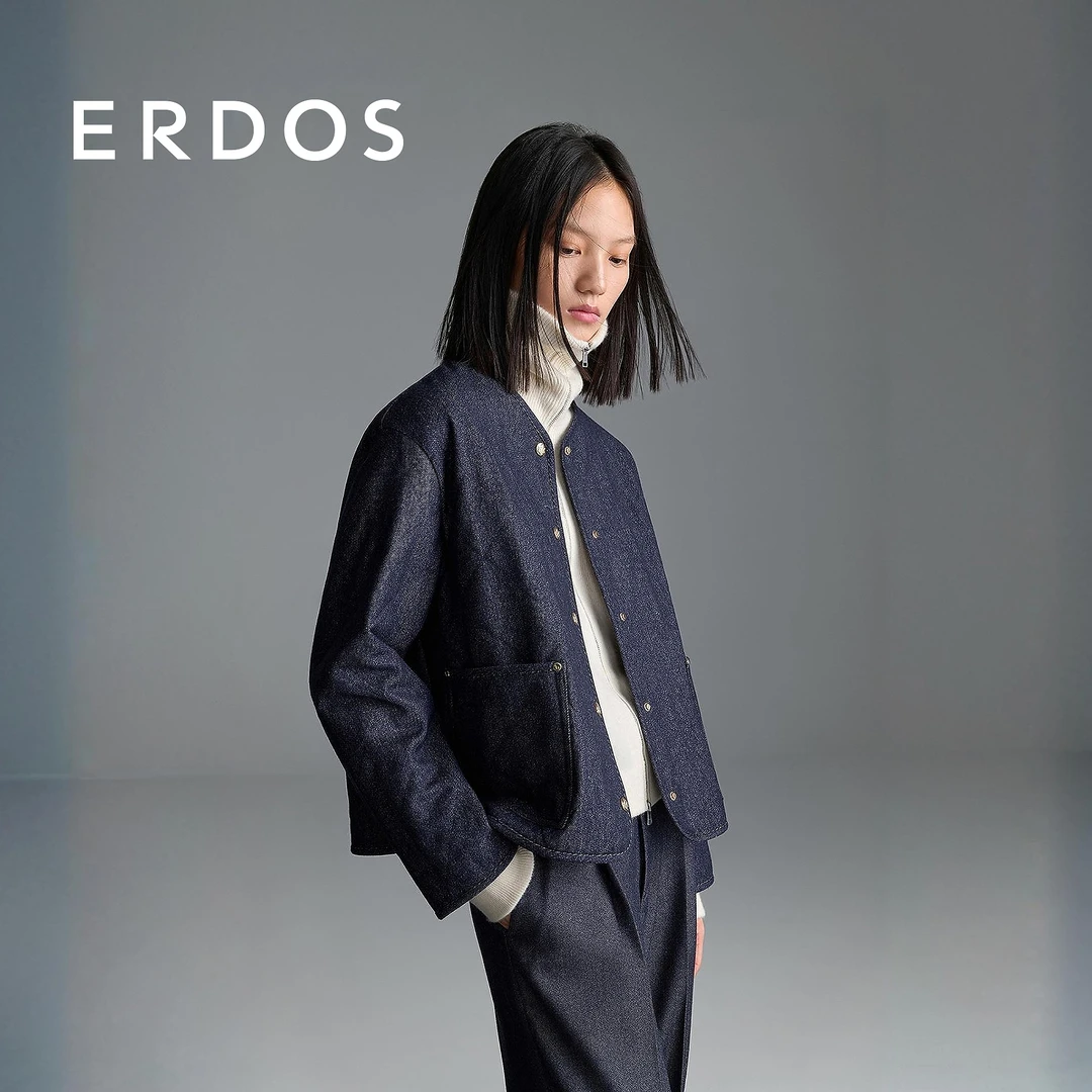ERDOS 女士仿牛仔薄棉服25年早秋新品原色牛仔轻便绗缝棉夹克