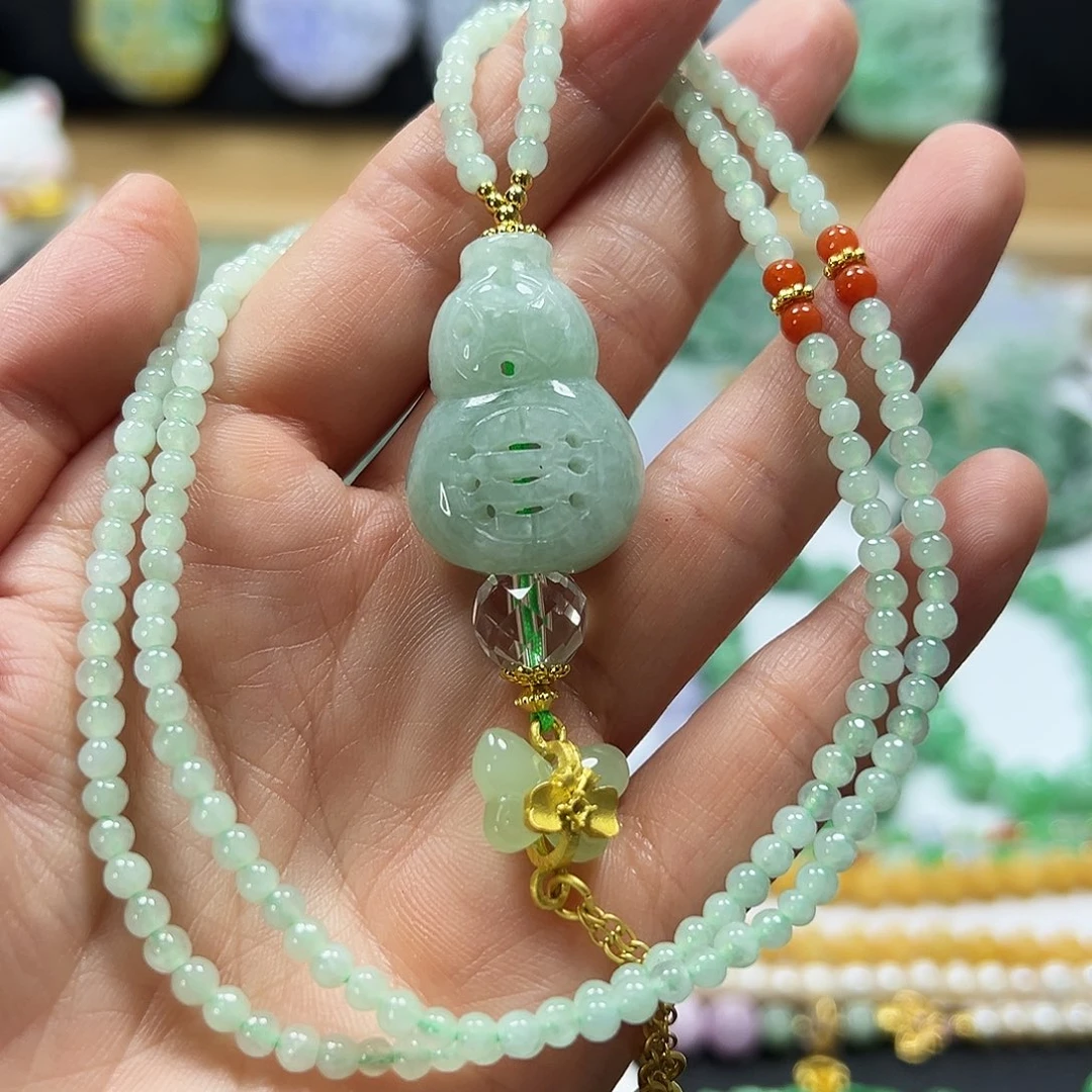 翡翠未镶嵌颈饰项链