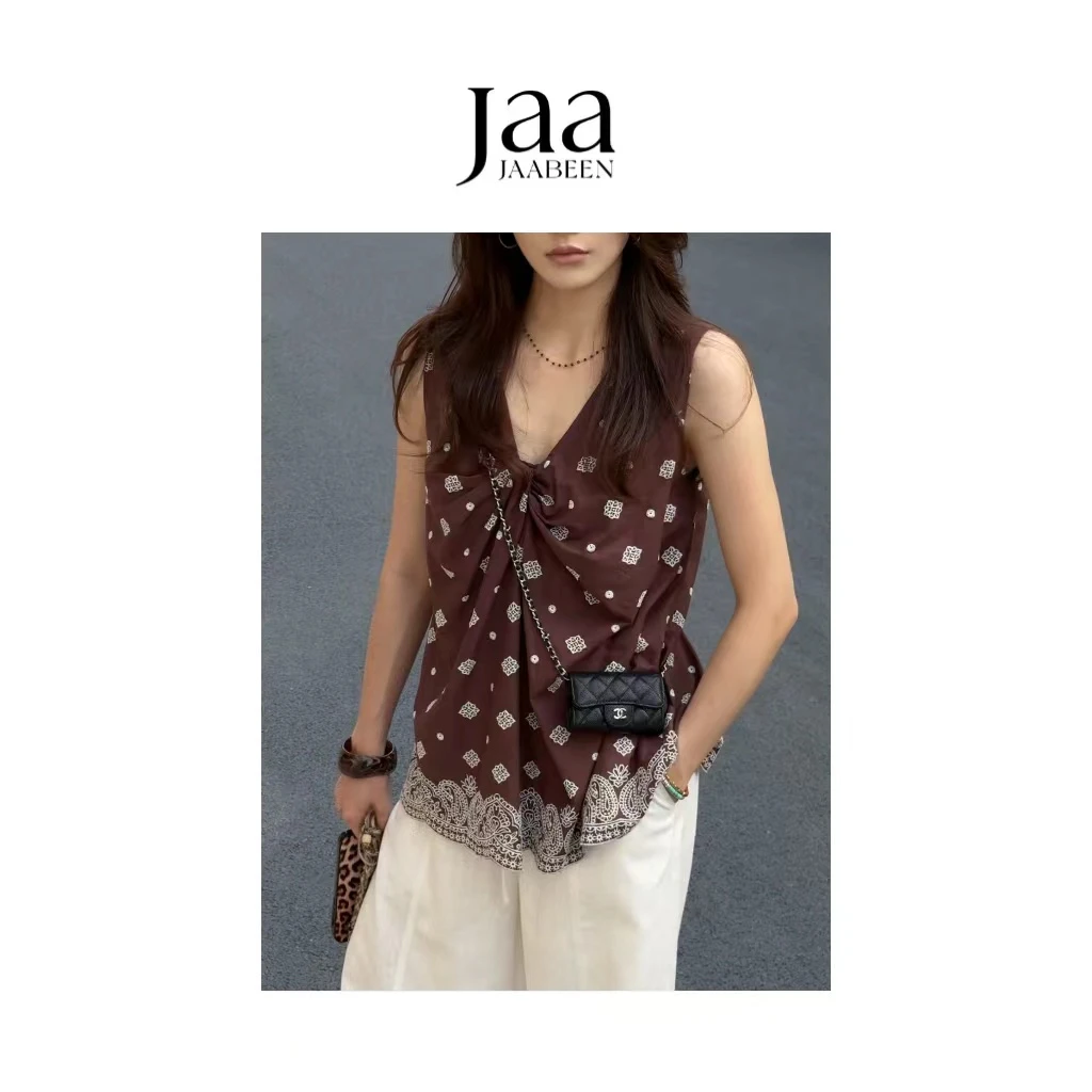 刺绣扭结背心/JAABEEN/25ss夏款小众设计师针织无袖复古25BS0109