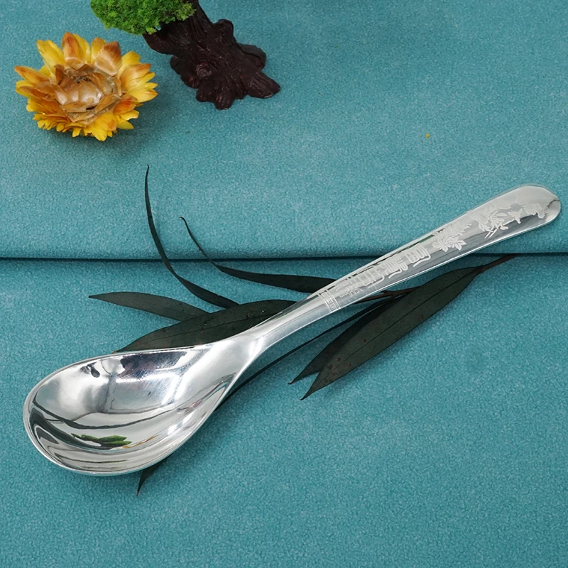 云银雪山 足银银制品 YW19【富贵吉祥勺】足银999 克重约35.6g