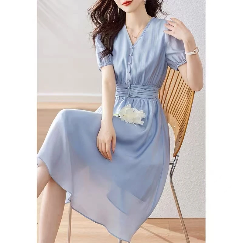 法式连衣裙女夏季流行漂亮裙子复古宫廷风4-060