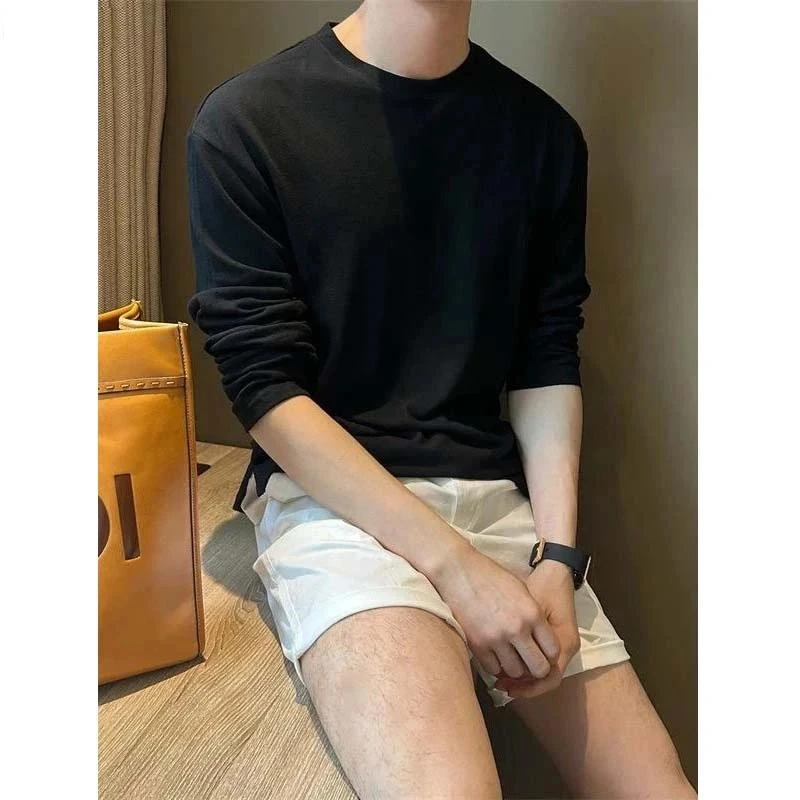 夏季2025新款透气防晒打底衫男士长袖T恤宽松百搭凉感休闲简约