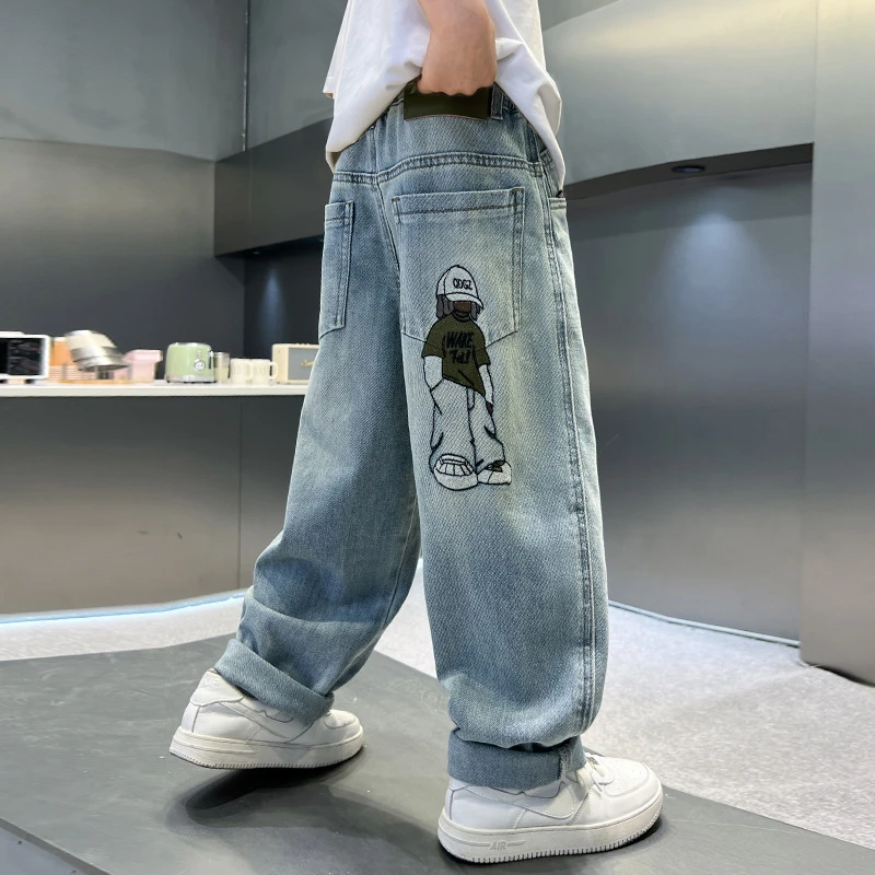 男童牛仔裤春夏款2025新款儿童春装潮酷中大童洋气痞帅男童25K801