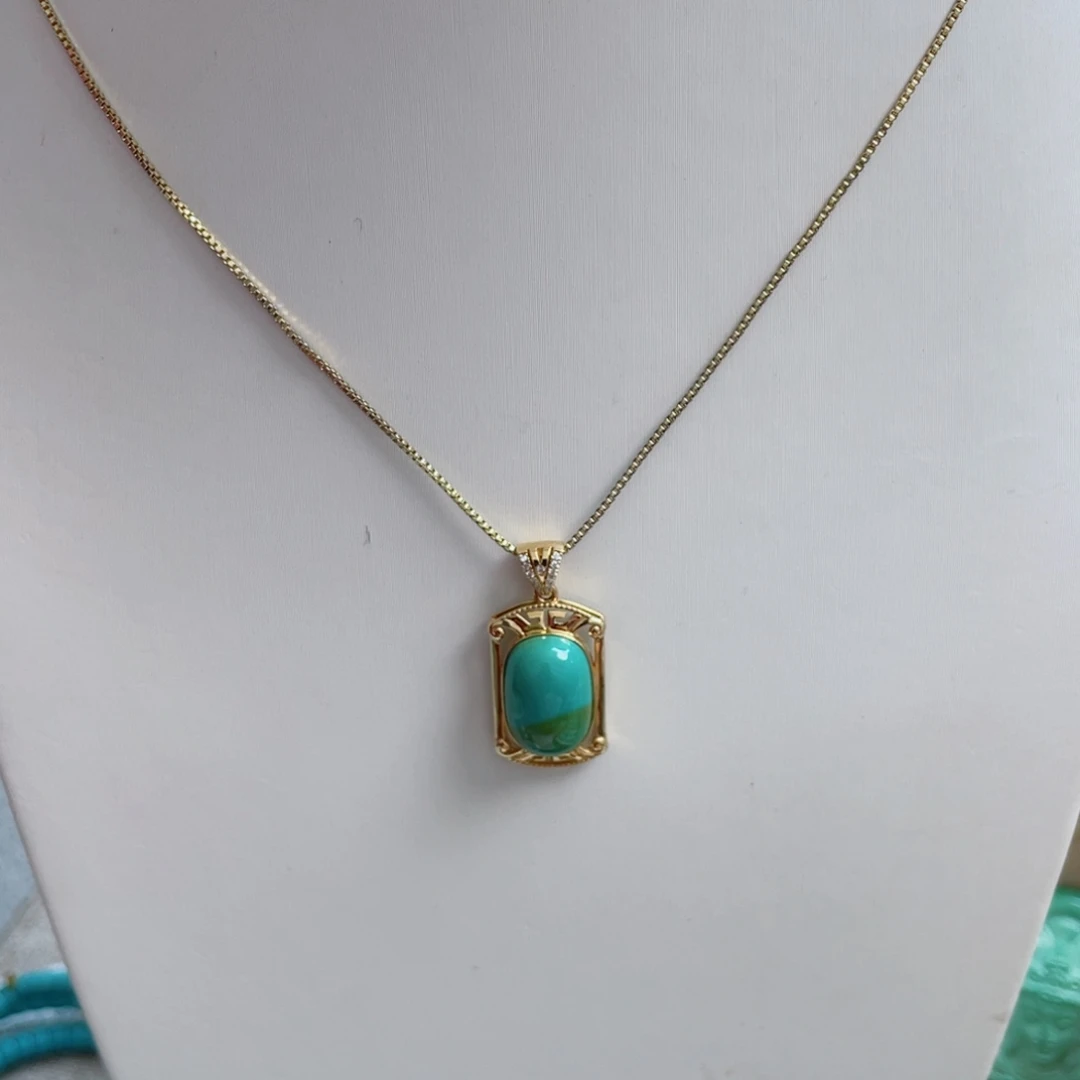 绿松石珠宝奇石18K金镶嵌