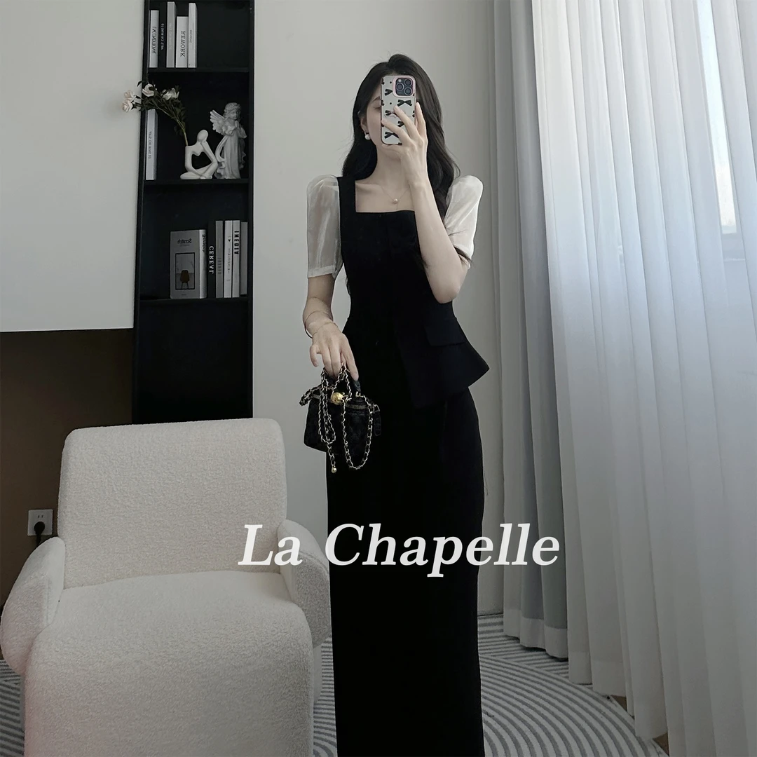 拉夏贝尔夏季青苍气质时尚清凉收腰显瘦赫本风套装 10004 YQC