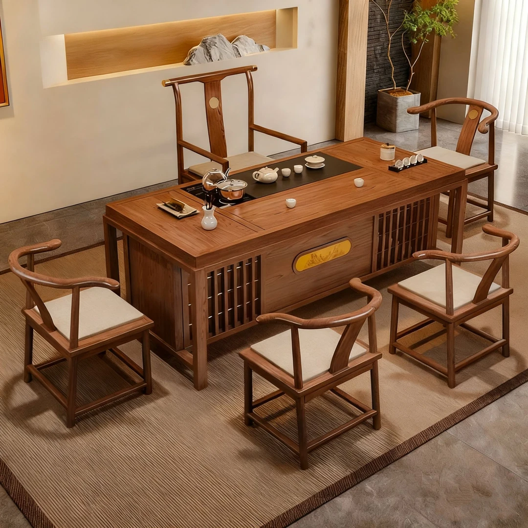 乌金木新中式茶桌椅组合简约风中国风茶几客厅办公室