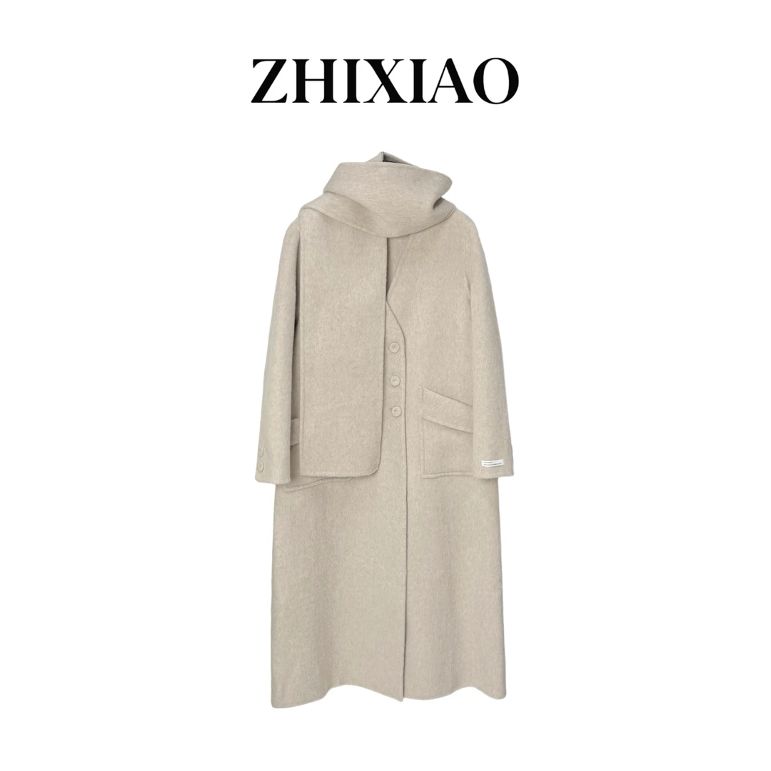 【ZHIXIAO】秋冬新款：围巾毛呢大衣TR1075