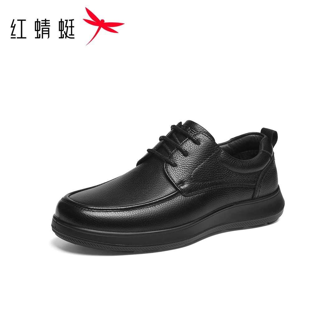 红蜻蜓高帮鞋2025秋冬新款男鞋平底系带休闲皮鞋加绒保暖爸爸鞋男