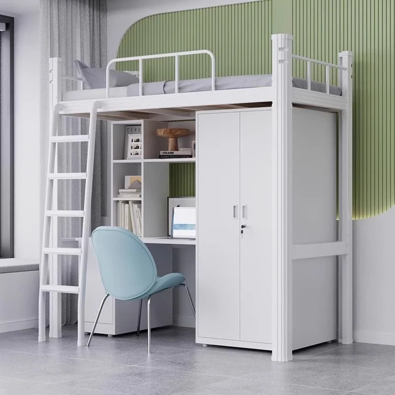 恩臣上床下桌组合床大学生宿舍铁艺高架床上床下空单层员工公寓床