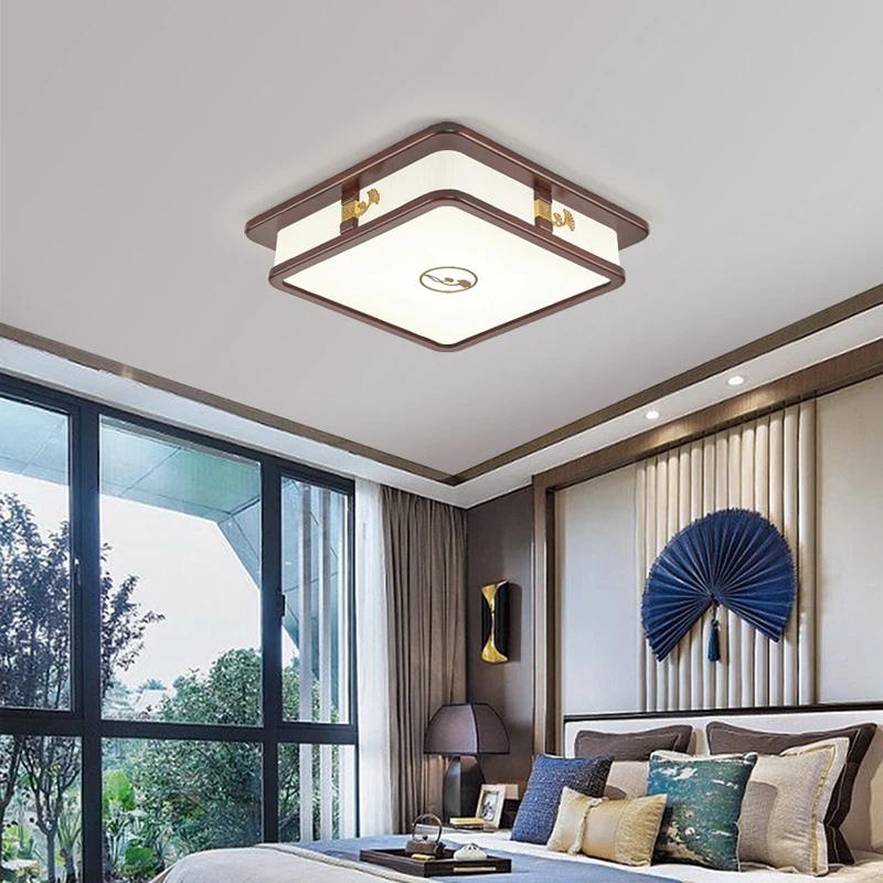 新中式实木吸顶灯国风简约大气禅意客厅书房茶室卧室灯具