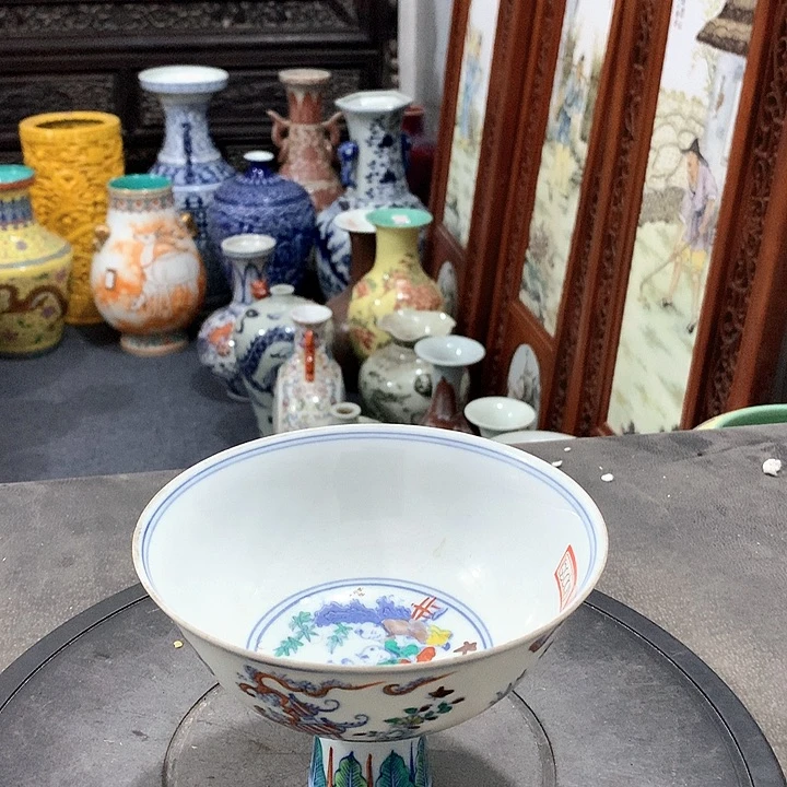 陶摆件青花陶瓷上屏