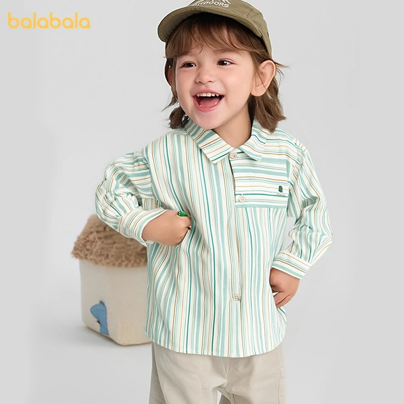 【商场同款】巴拉巴拉婴儿长袖衬衫宝宝上衣薄款男童衬衣时尚条纹