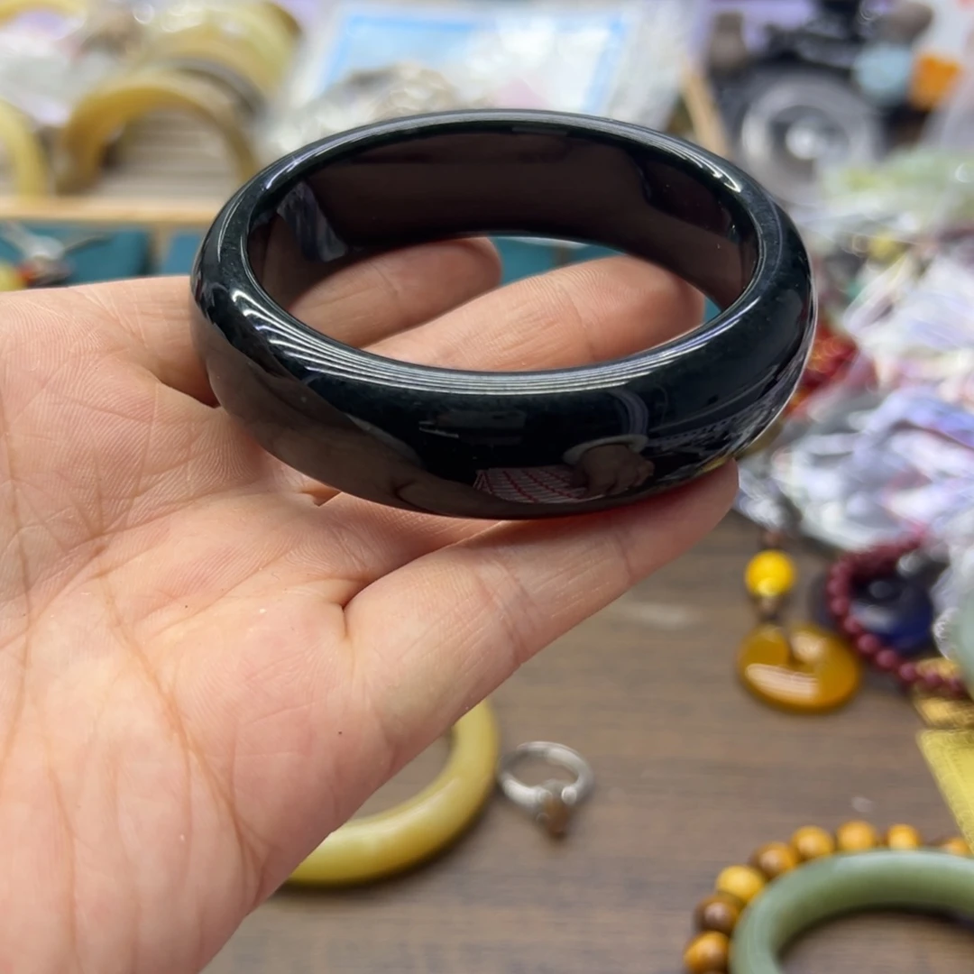 和田玉未镶嵌手镯60.4圈围161