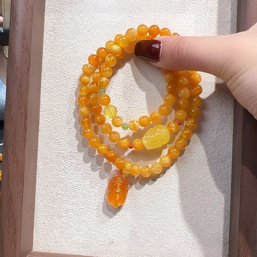 手链蜜蜡未镶嵌6.8mm蜜蜡手串