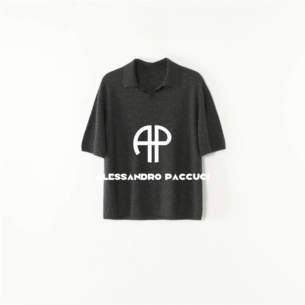 AP洛哥53172ST【绒调】100羊绒POLO领短袖灰色时尚百搭针织套头衫