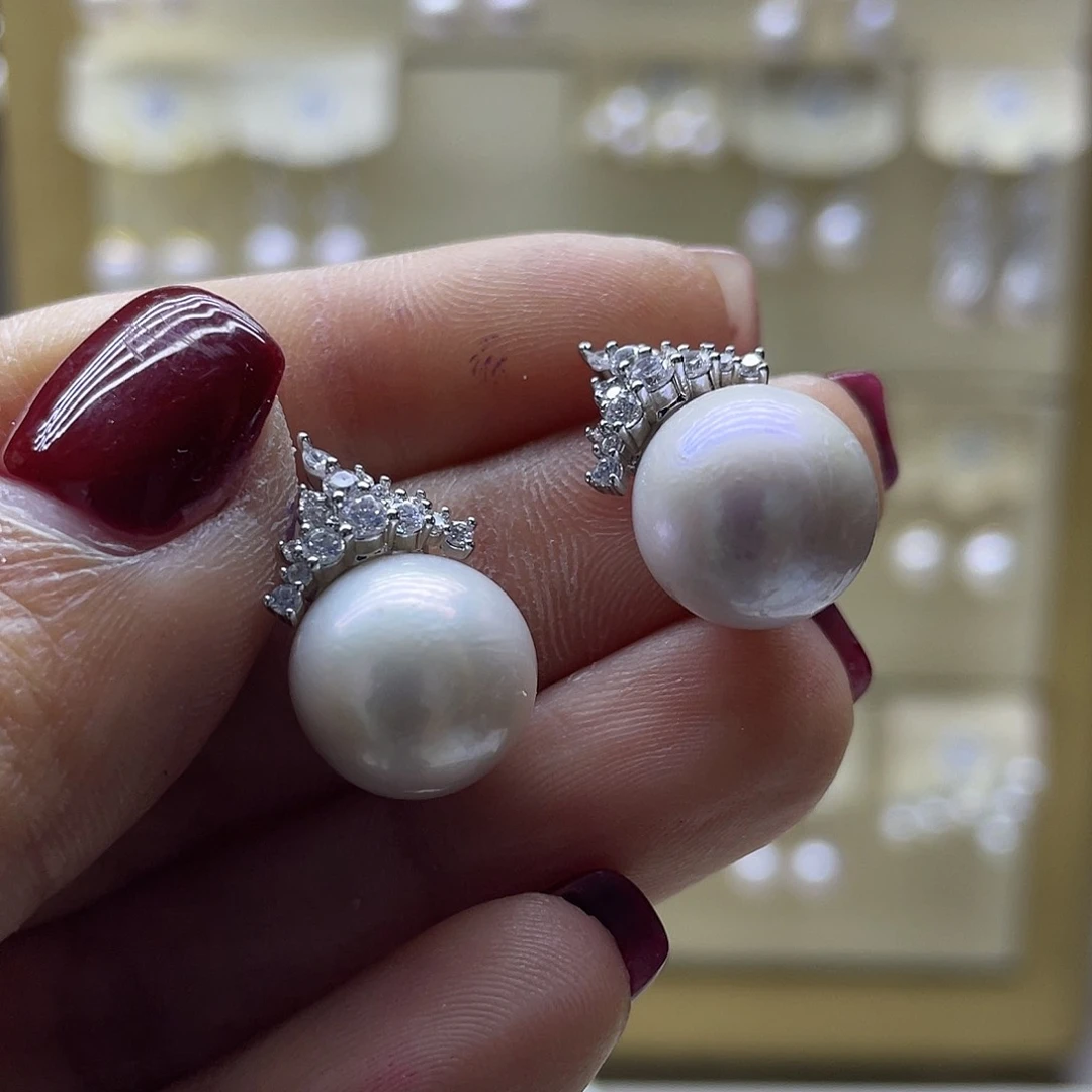 淡水珍珠耳饰银S925镶嵌