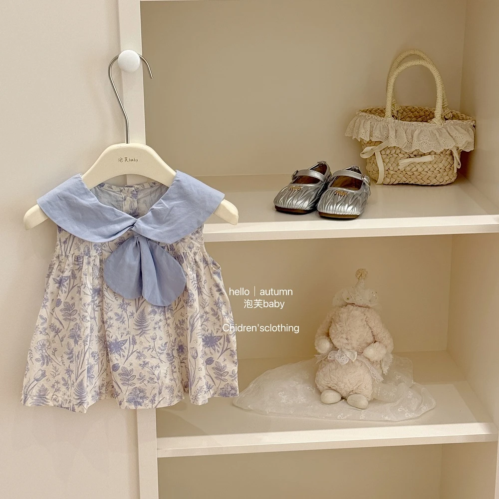 【泡芙baby】蝴蝶结连衣裙2025夏季新款百搭裙子女童韩版公主裙潮