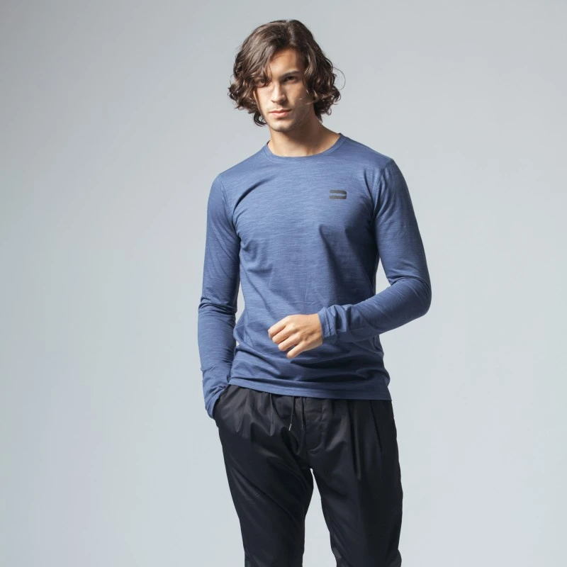 D98005 舒适亲肤透气打底衫男士凉爽丝光棉弹力运动圆领长袖T恤