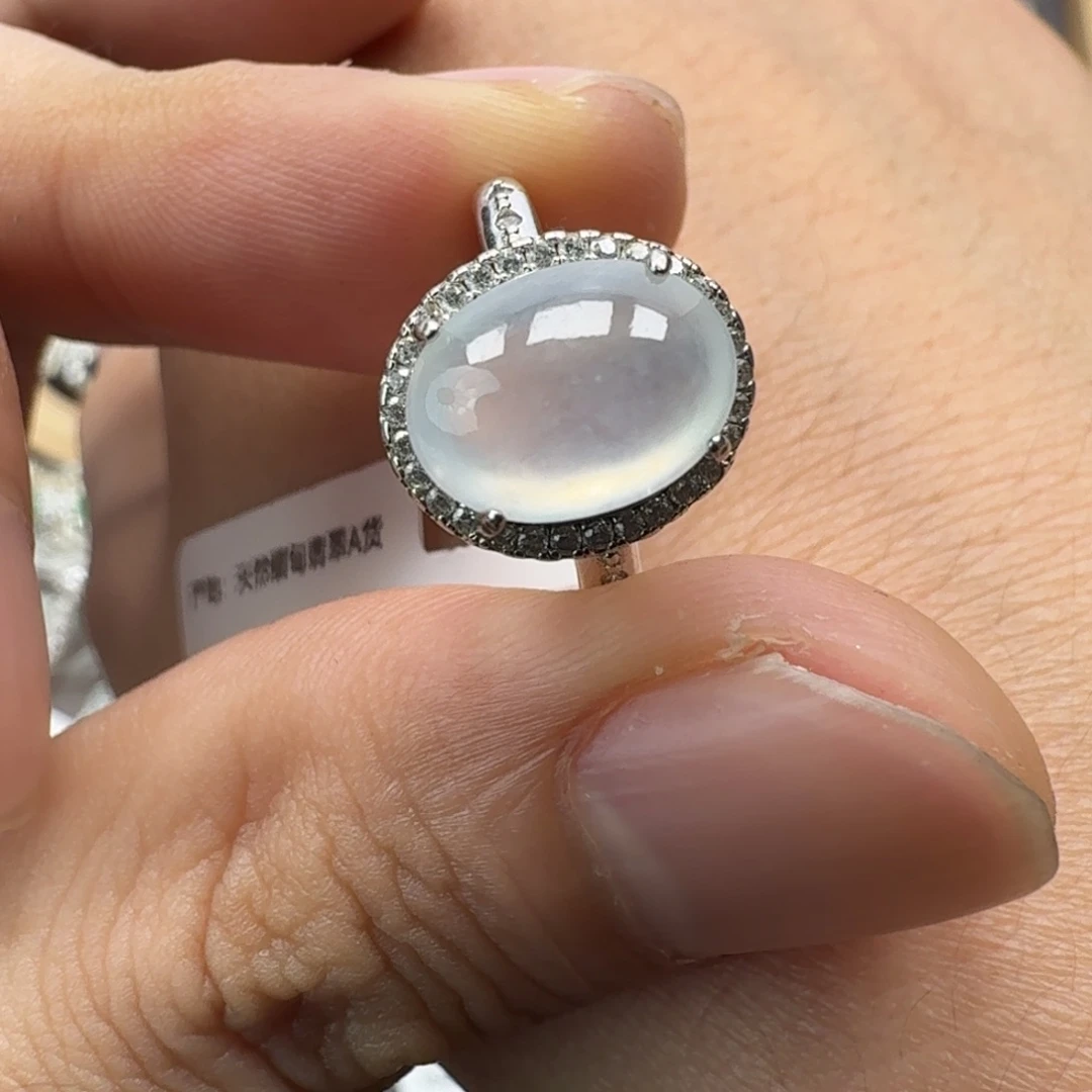 翡翠银S925镶嵌戒指天然缅甸翡翠A货