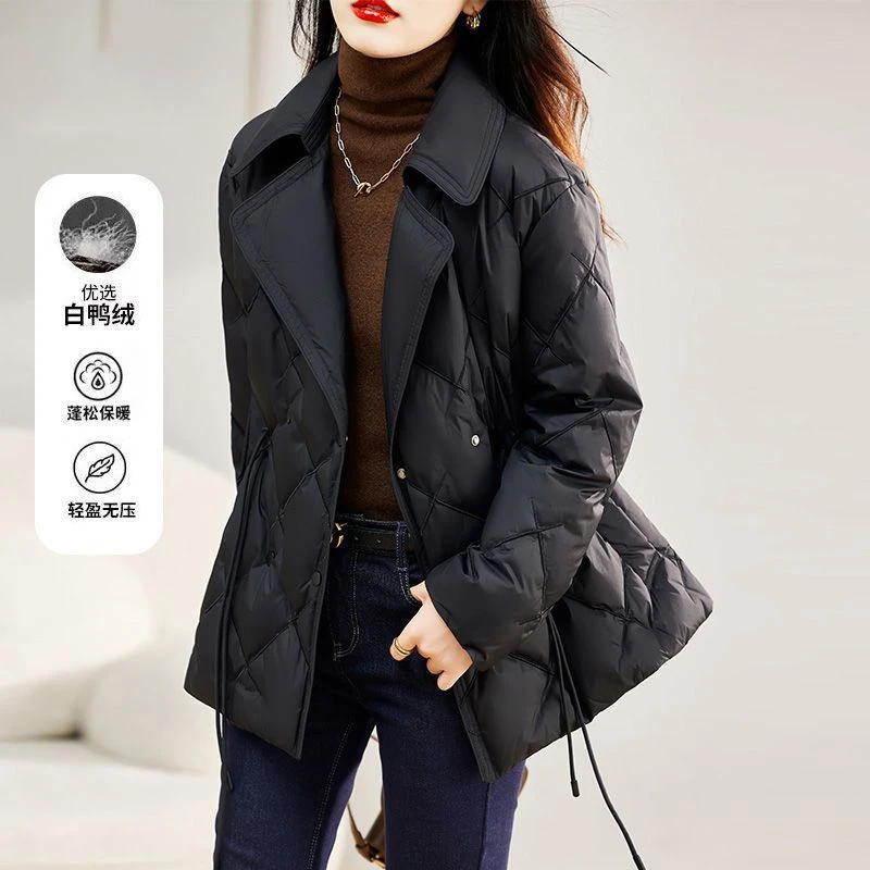 2025年新款西装领轻薄羽绒服女白鸭绒短款小个子冬季外套修身显瘦