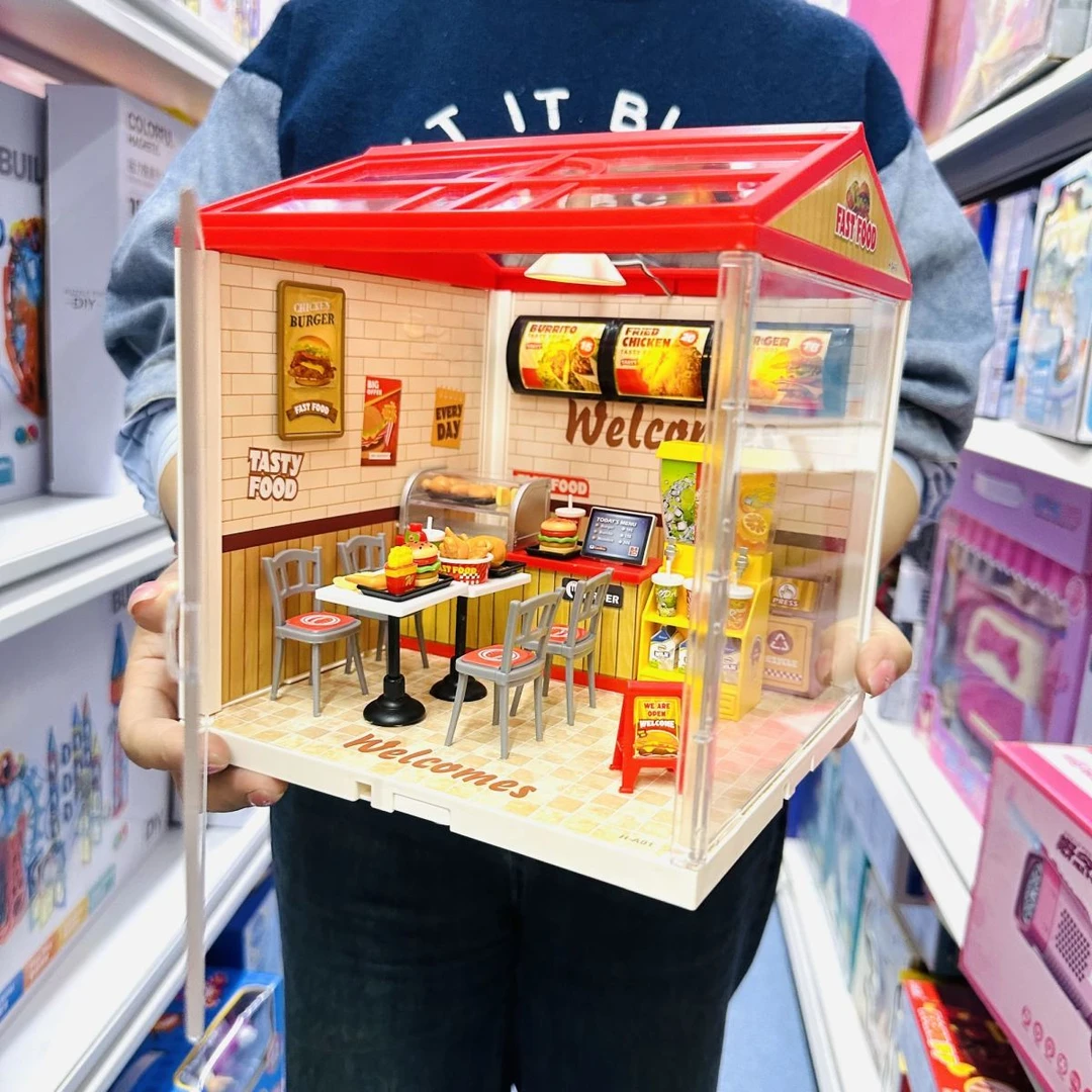 儿童大城小镇diy小屋模型灯光积木场景立体拼图温馨益智玩具礼物