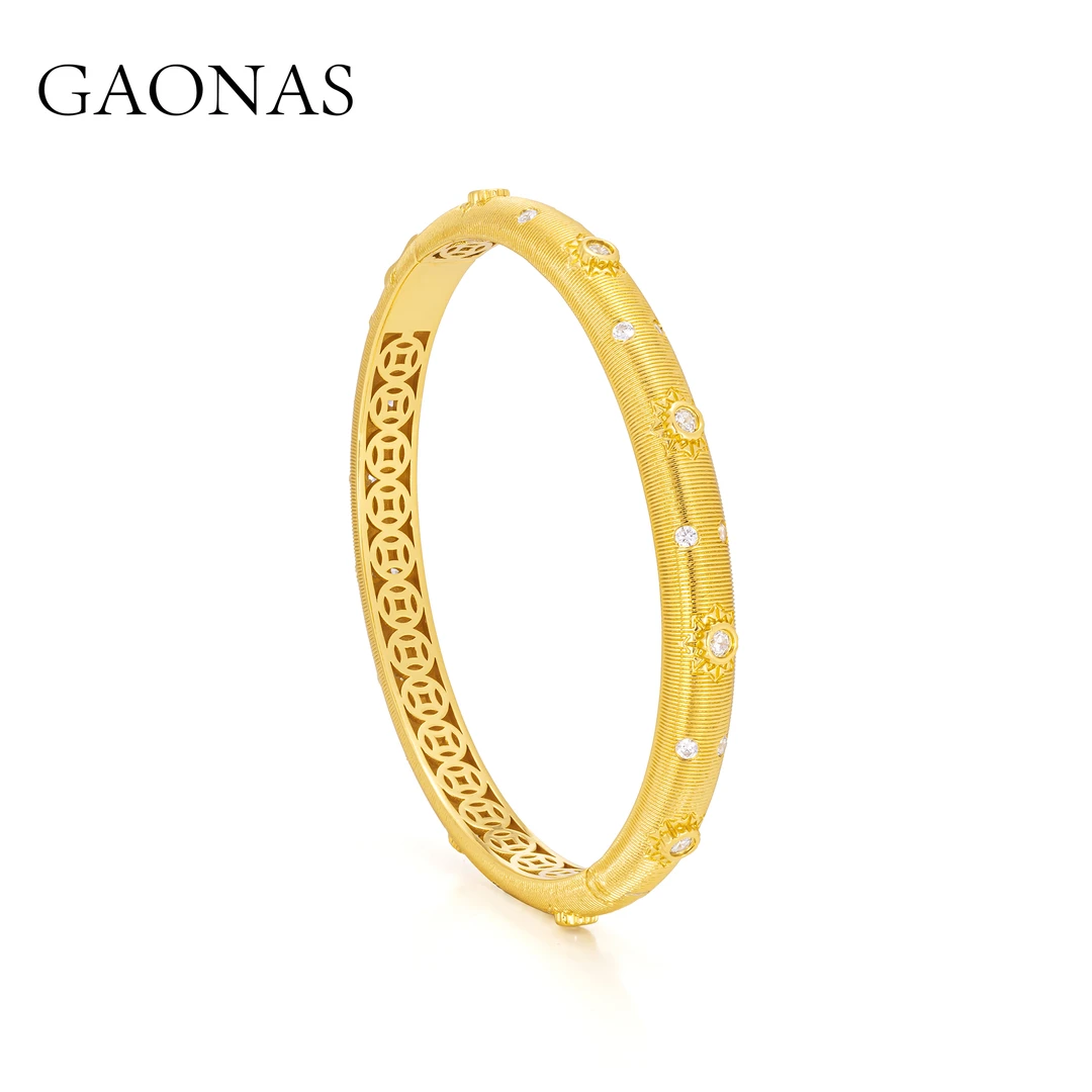 GAONAS 镀K金合成锆石手镯 罗马假日 时尚贵气金色手镯11540SGO