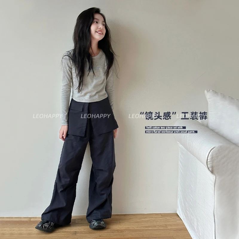 LEOHAPPY【镜头感】可拆卸屁帘两件套微喇工装休闲裤