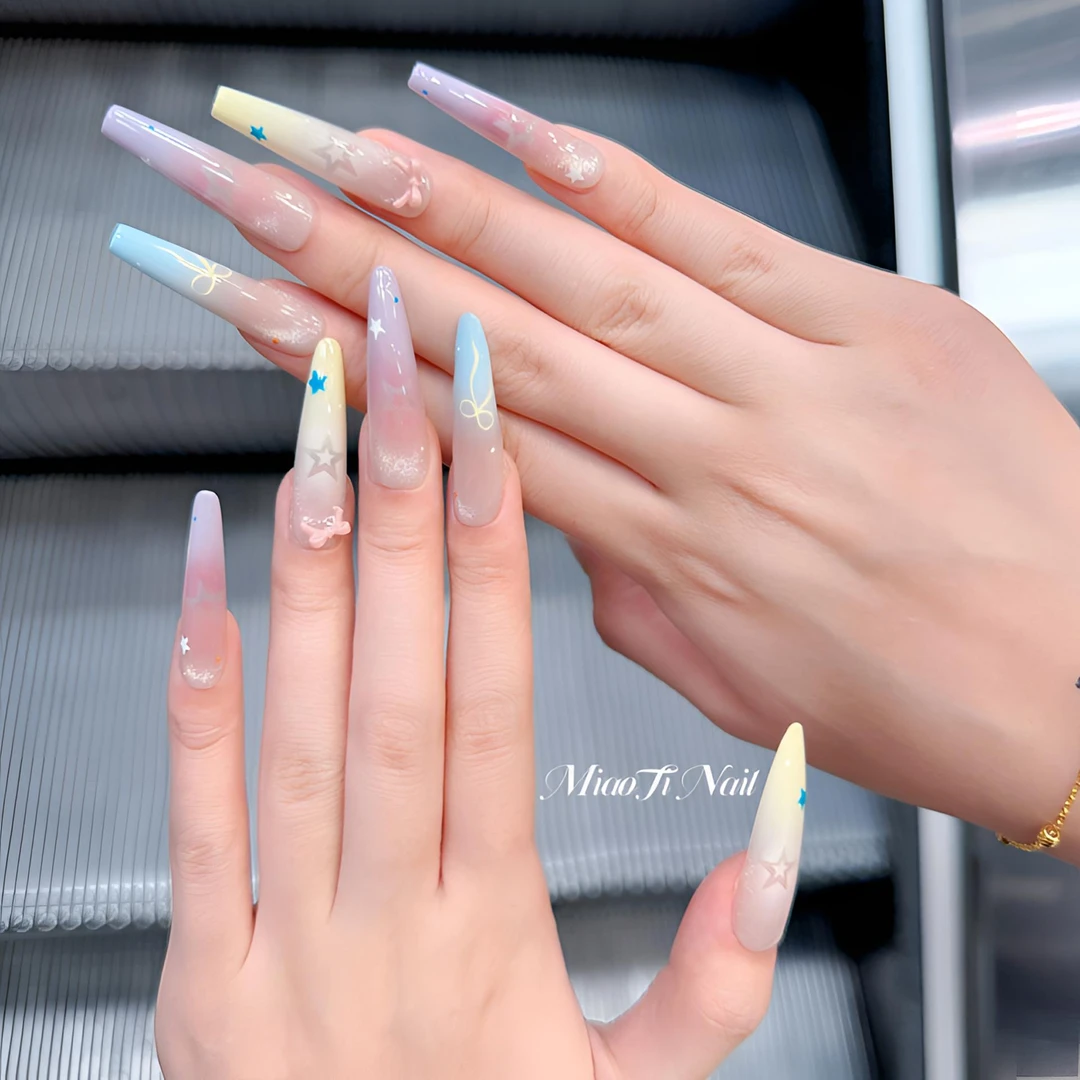 阳光彩虹 | 9个甲型定制 | Miaoti | 纯手工穿戴甲