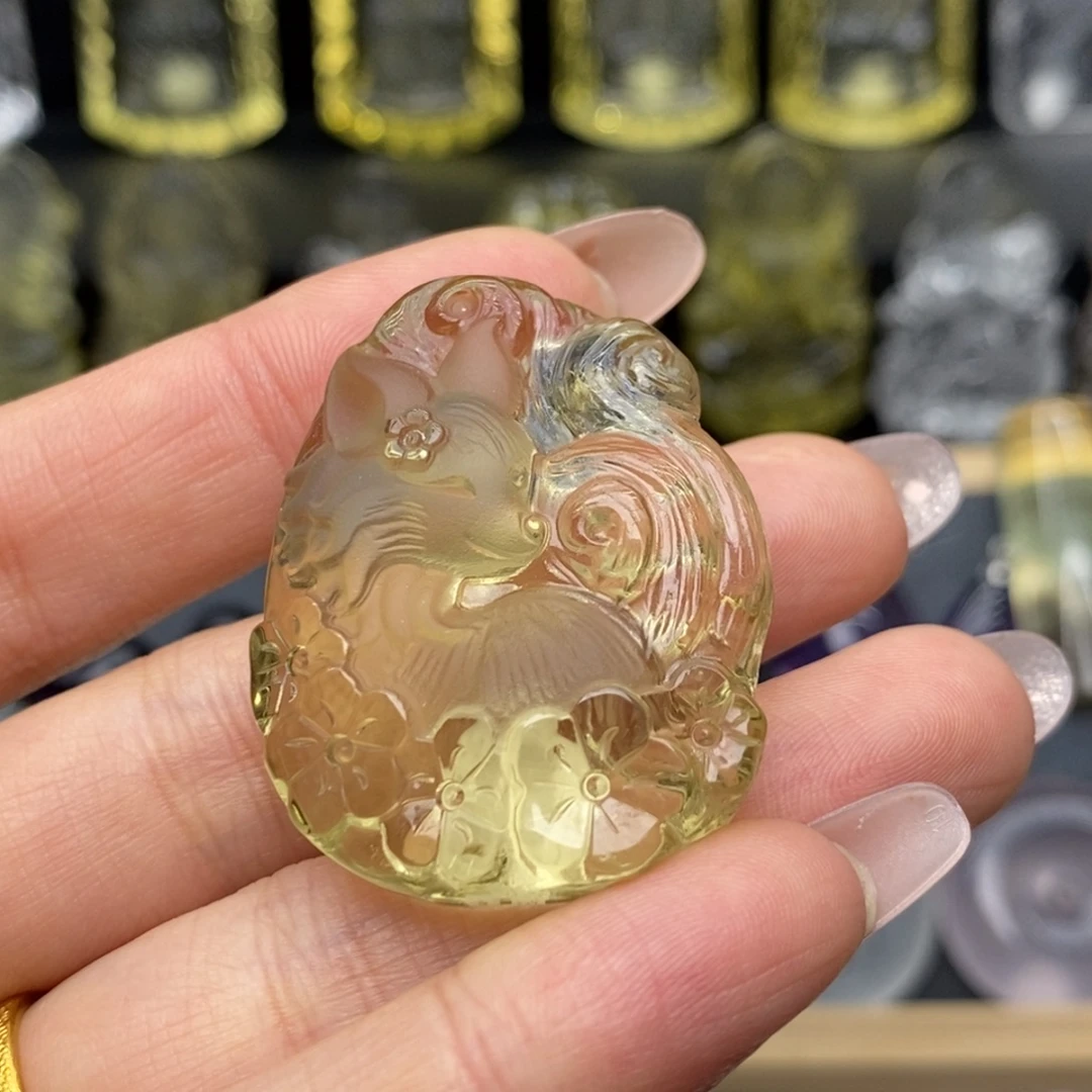 水晶颈饰未镶嵌黄水晶狐狸