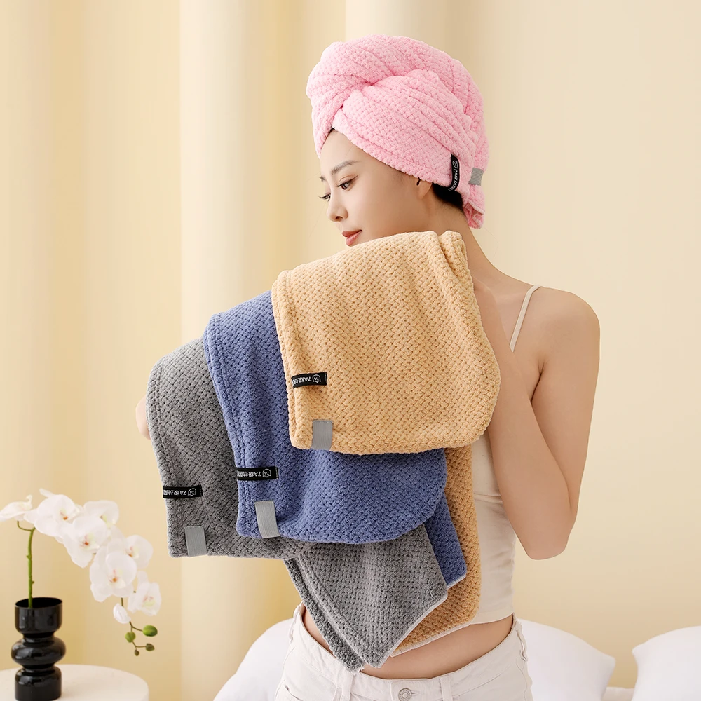 【双层加厚菠萝格干发帽】加大超强吸水干发巾透气性好宽尾包头浴帽