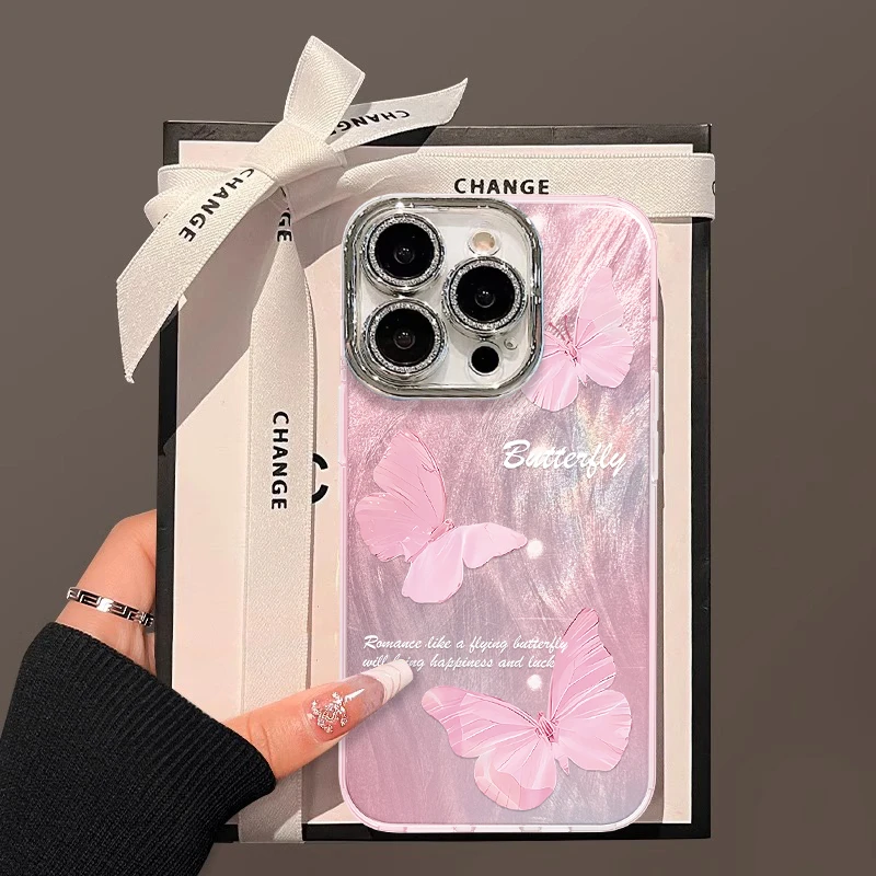 粉蓝蝴蝶手机壳适用于苹果/华为/oppo/vivo网红流行创意简约女款