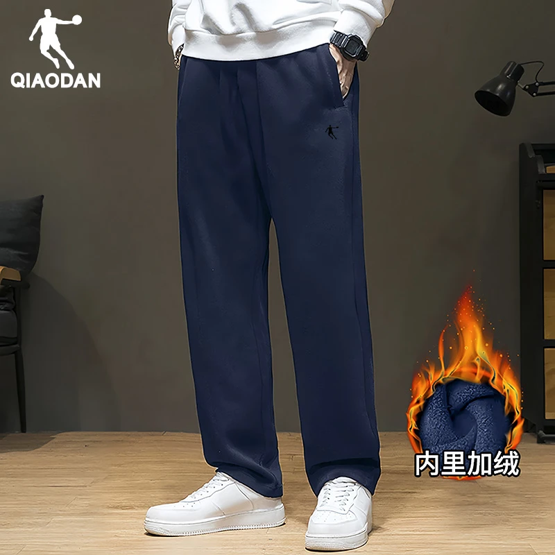 乔丹运动裤男2025冬季新款官方针织保暖轻便长裤加绒时尚直筒卫裤