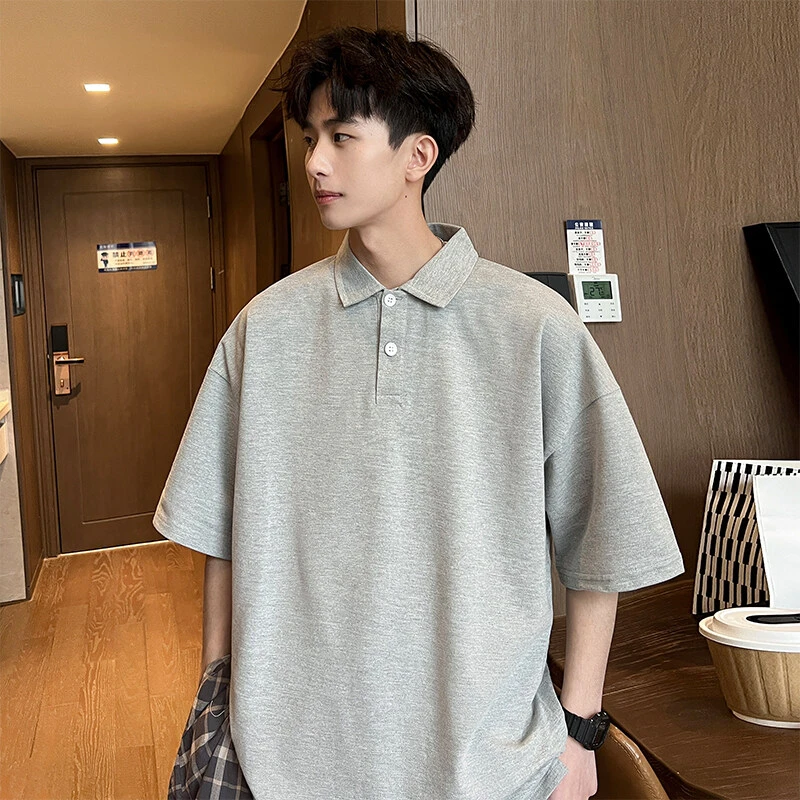 笙巡短袖t恤男夏季新款潮流休闲百搭简约纯色宽松半袖翻领POLO衫