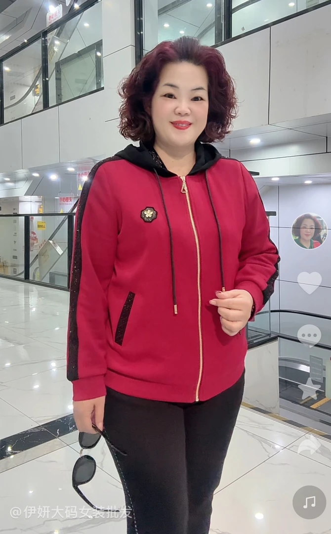 外套红色8845长袖2024年秋冬季大码时尚洋气妈妈装百搭休闲高品质