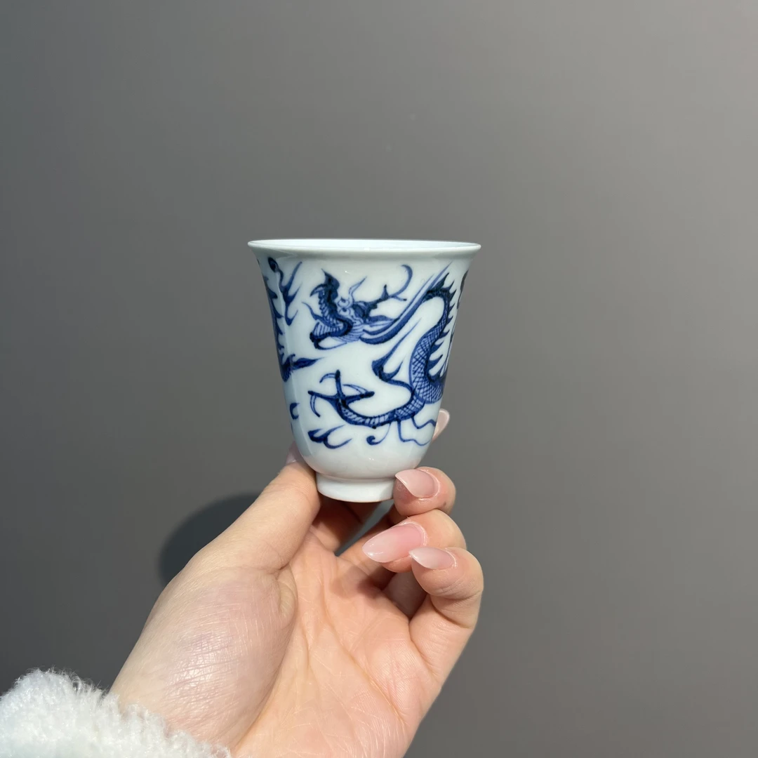 溪蘭仰元龙纹闻香杯.周棋稳