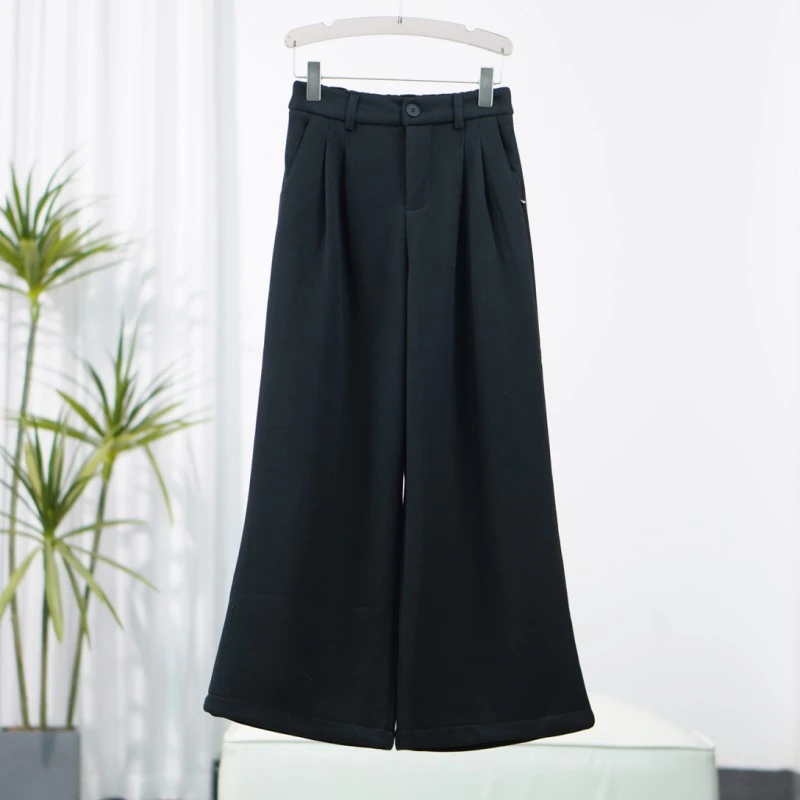 PS427  女装时尚秋冬加绒加厚阔腿裤黑色F88675