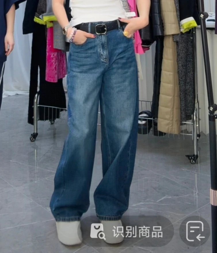 【格格专属】小众设计师 蓝色显瘦弯刀裤