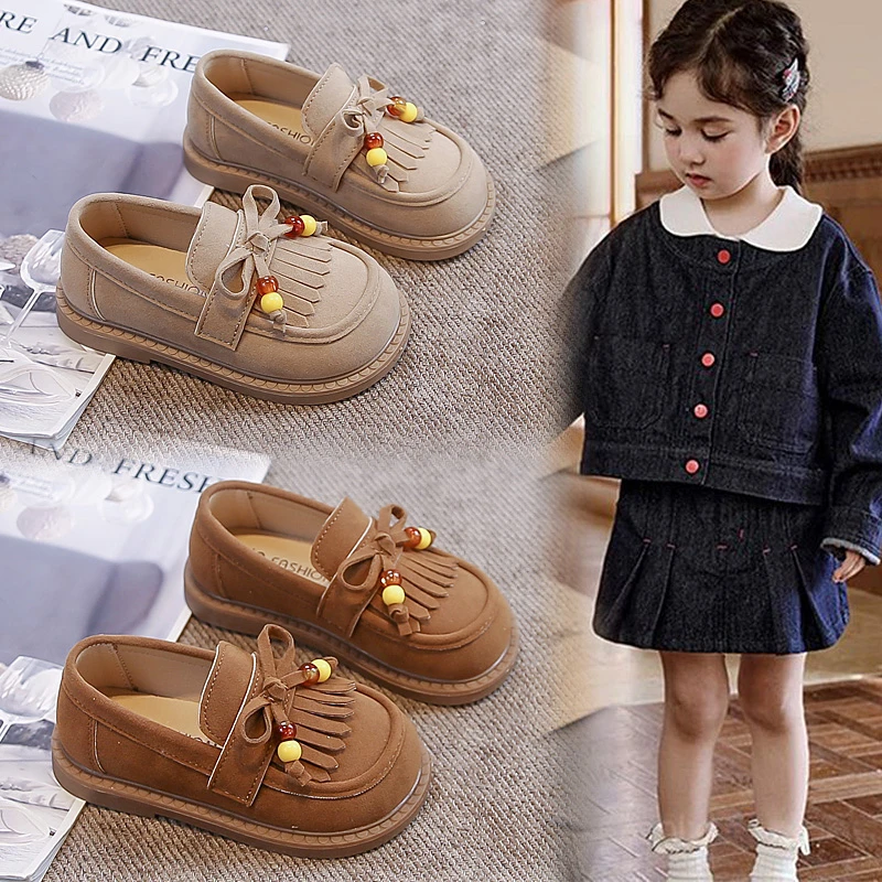 车缝线公主风防滑休闲魔术贴流苏公主鞋韩版春秋皮鞋单鞋秋季鞋子