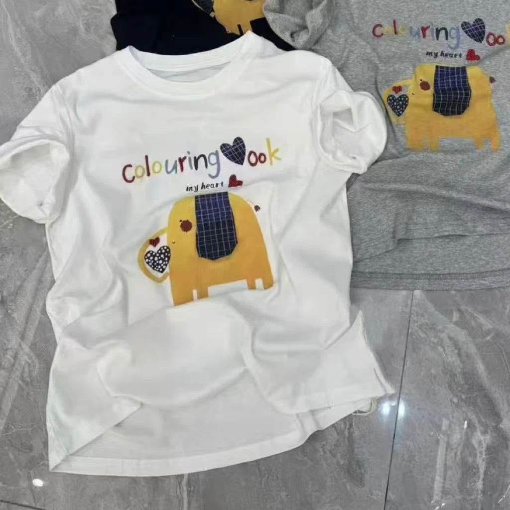 【墨臻精选】夏季新款圆领显瘦小象设计感时尚宽松型T恤休闲2093