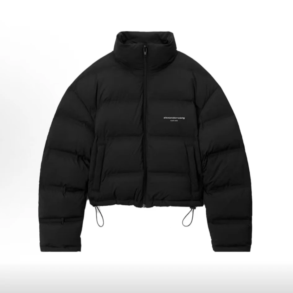 未使用 ALEXANDER WANG (阿驰）黑色logo立领羽绒服