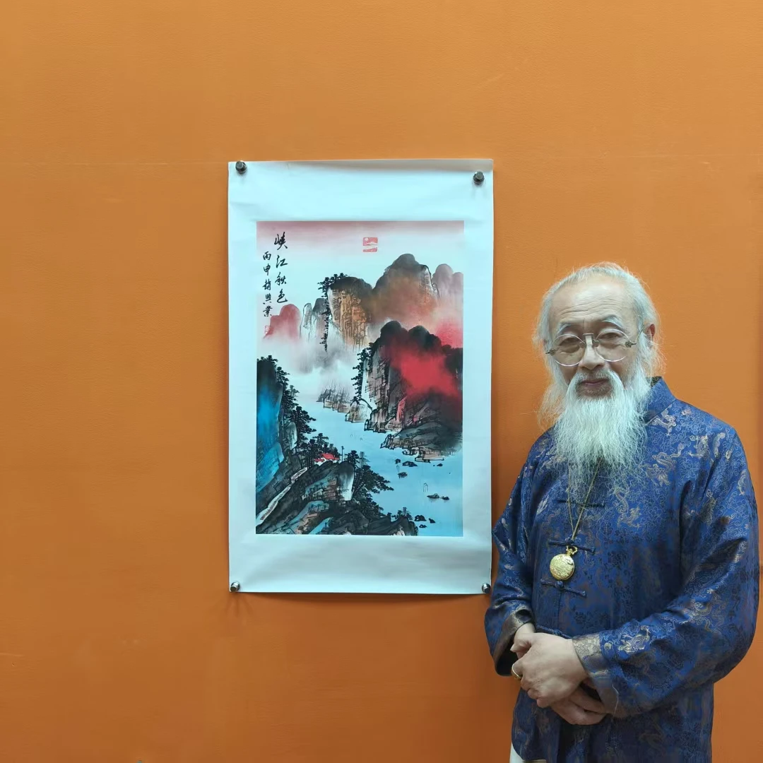 赵兴业《峡江秋色》四尺三开 托裱  68*45cm -古墨堂3