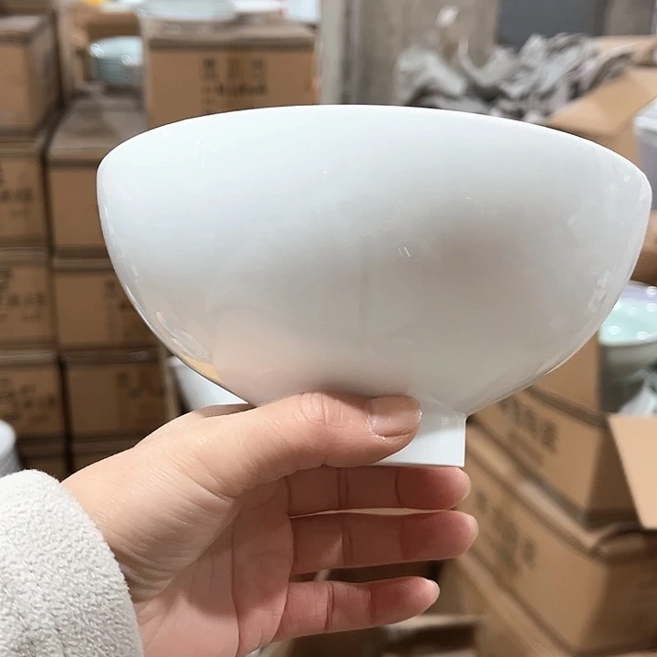 瓷片高白泥6.5英寸小高脚面碗四个微瑕包邮