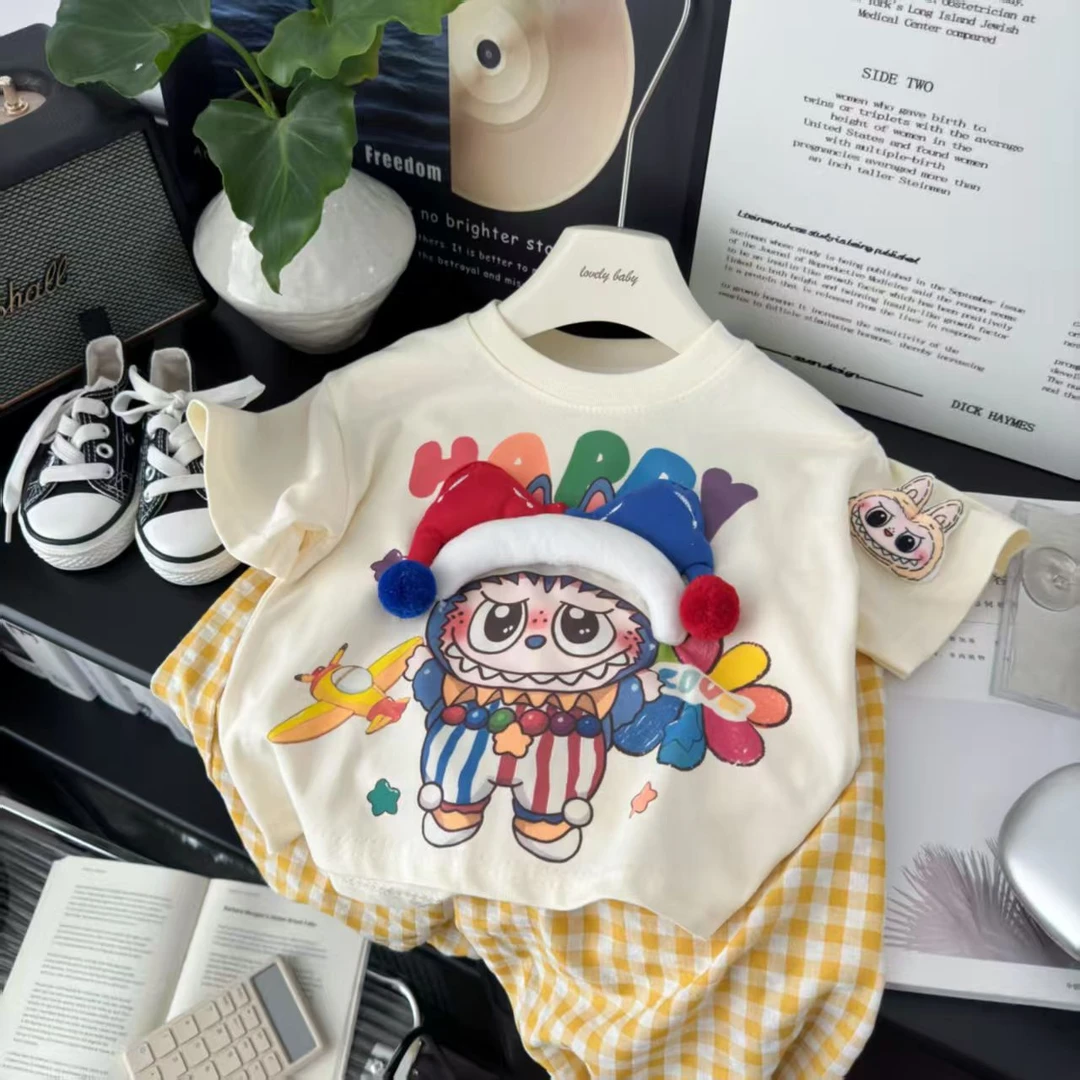 1儿童夏季新款卡通立体短袖宝宝休闲体恤氧气玩偶